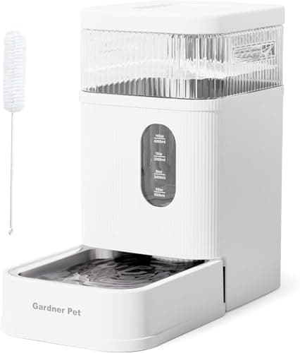 Gardner Pet Distributeur Eau Chat Automatique 6.5L, Gravité sans Électricité, Gamelle en Acier Inoxydable et Sans BPA - — Blanc