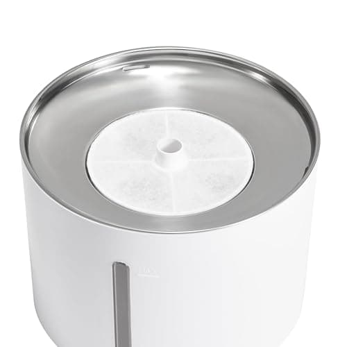 Amazon Basics Fontaine à eau pour chats en acier inoxydable avec filtres, 3 L, Blanc