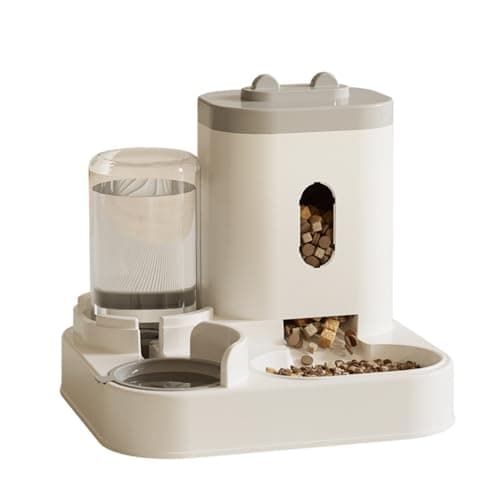 YIYILU Distributeur automatique 2 en 1 pour chat, aliment et eau, idéal pour les familles de petits animaux — Gris Baleine