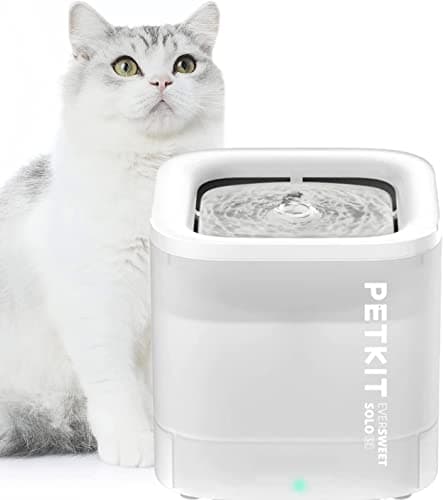 PETKIT CYBERTAIL Fontaine à Eau pour Chats - Pompe à Eau sans Fil, Moins de 25dB, Lumières LED, 1,8L avec Filtre |0 pour — Blanc
