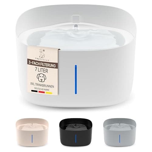 Pretty Paw Fontaine à Eau pour Chien 7L Ultra-silencieuse sans BPA Éclairage LED Filtre IntégréFacile à Nettoyer — Blanc