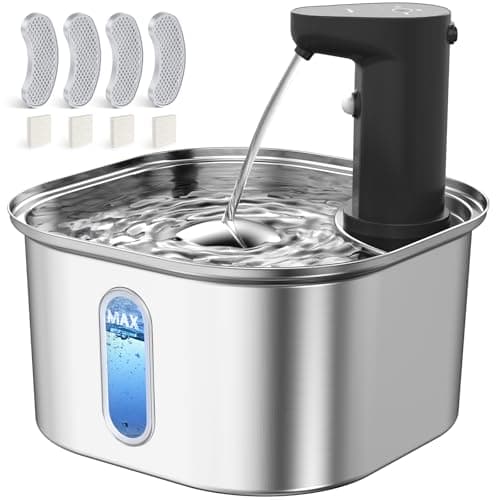 Fontaine à Eau Automatique sans Fil pour Chats | Inoxydable | |2L | Batterie Rechargeable | 5 Filtres de Rechange