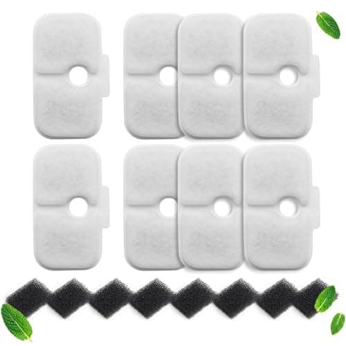 UBASTER Filtre de fontaine à eau pour chat avec 12 éponges, compatible avec PETLIBRO Dockstream PLWF005 / PLWF105 / PLWF — 8 Filtres et 8 Éponges