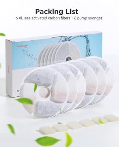 FEELNEEY - Filtres de rechange sans fil pour fontaine pour chats FN-W19, 6 Filtres + 6 Éponges de Pompe - Faciles à Remp
