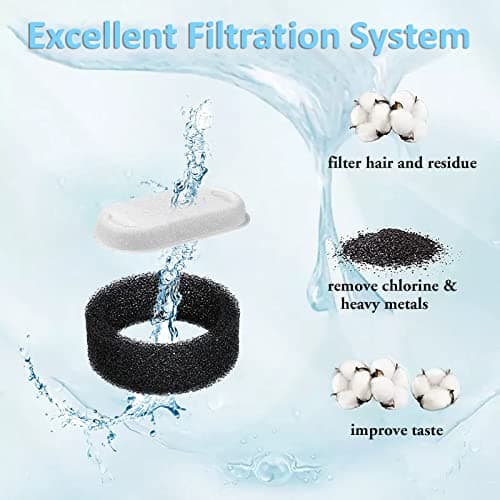 Filtre Berein pour fontaine à eau pour chat acier inoxydable, remplacement facile |2L, idéal pour chats (16 pièces)