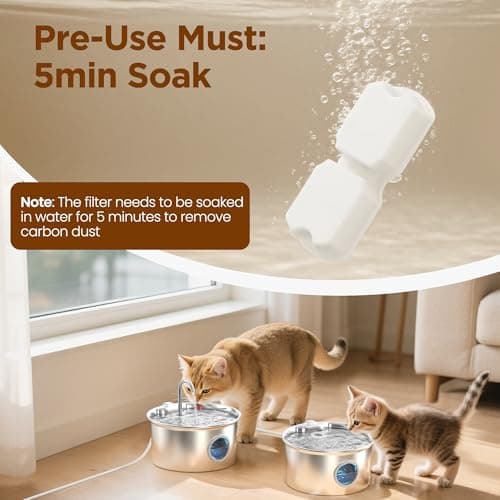GIOTOHUN Fontaine À Eau pour Chat - Filtration Multiple avec 24 Filtres - Convient pour Fontaine INOX - Fraicheur Garant