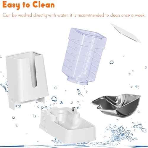 Set de distributeur d'aliment et d'eau pour chats et chiens avec bols en acier inoxydable | Gravité | Chats-Chiens | Cui