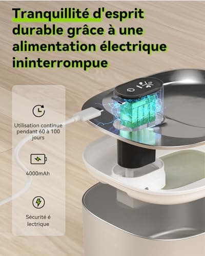 Fontaine à Eau pour Chat avec Capteur Automatique, 4 L en Acier Inoxydable, Ultra Silencieuse (Anti-Étouffement, Sans Fi