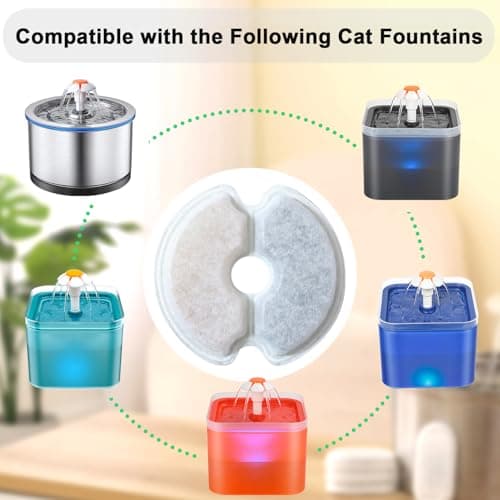 Filtres Zemiu Fontaine Eau 8 Pièces Charbon Actif, Résine Filtration Triple pour Fontaine Chat 2L |5L