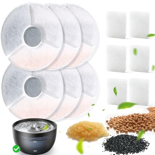 FEELNEEDY Pack de 6 Filtres à Triple Action pour Fontaine à Eau Chat FN-W23 - Meilleure Pureté pour Chatons et Adultes -