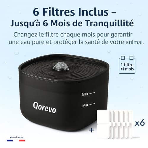 Fontaine à Eau pour Chat Super Silencieuse | Lot de 6 Filtres avec Filtration Avancée |5L | Eau Fraîche et Propre pour C