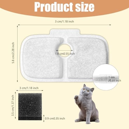 Filtres Fontaine Eau Chat Petlibro 24 Pièces PLWF005/PLWF115 - 12 Filtres Charbon + 12 Filtres Éponge | Remplacement pou