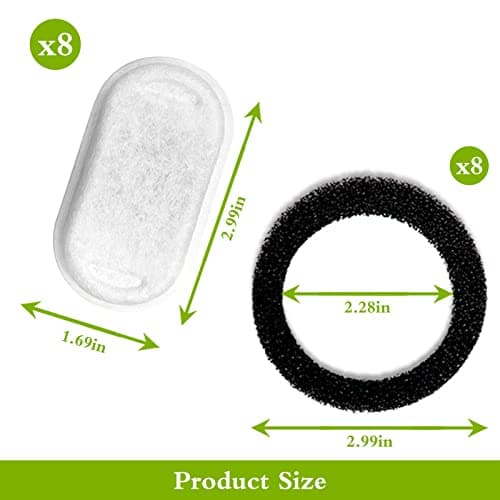 8 Filtres de Rechange Acier Inoxydable pour Fontaine à Eau de 108 oz/3,2 L - Lot de 8 - Filtre à Charbon et en Mousse -
