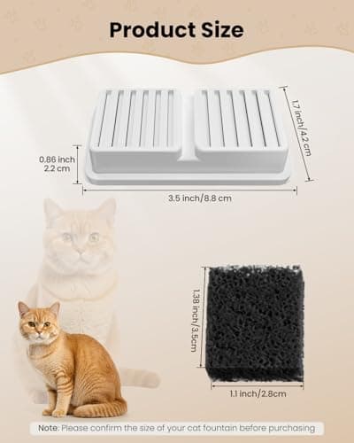 Pièces pour Fontaine à Eau pour Chat : 6 Filtres à Charbon Actif + 6 Filtres en Mousse - Pour Fontaine de 2,2L - Assure