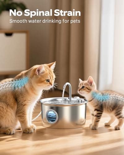 Fontaine Eau Chat INOX Automatique Silencieuse Électrique 2,6LRobinet Filtre Multicouche Éponges Petit Chien