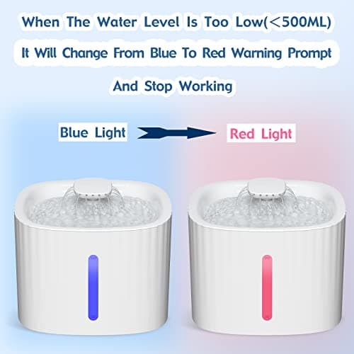 Fontaine à Eau Silencieuse SINZUX pour Chats et Chien, Filtre à Charbon Actif, 3L, Éclairage LED et Niveau d'Eau Évivabl