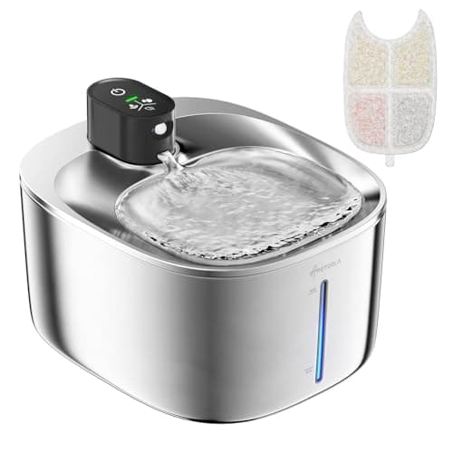 Fontaine à Eau pour Chat avec Capteur Automatique, 4 L en Acier Inoxydable, Ultra Silencieuse (Anti-Étouffement, Sans Fi