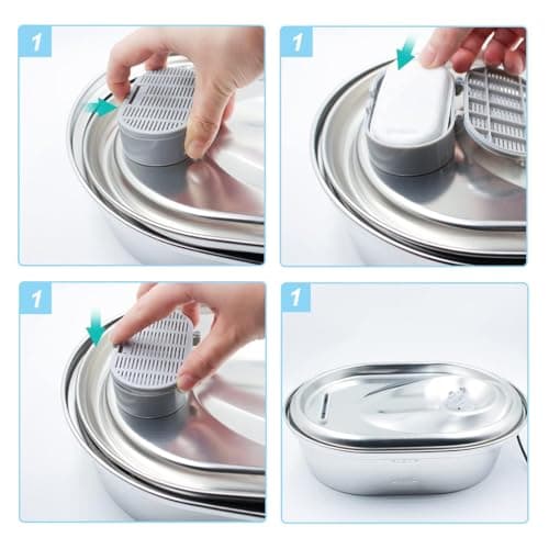 COYUN 16 Pcs Filtration Eau Fontaine Chat, Filtration Fontaine 8 Pièces Éponge Mousse 3 Couches Remplacement, Convient p