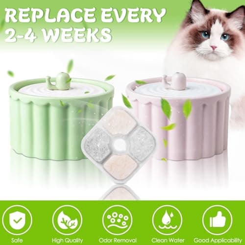 Filtre à Eau pour Chat - Triple Filtration, RéSine et Carbone Activé, |5 L – 12 Pièces