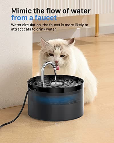 Fontaine a Eau Chat GIOTOHUN, Pompe à Eau Super Silencieuse pour Chat, 2L Distributeur Filtrer Poils, Deux Modèles de Dé
