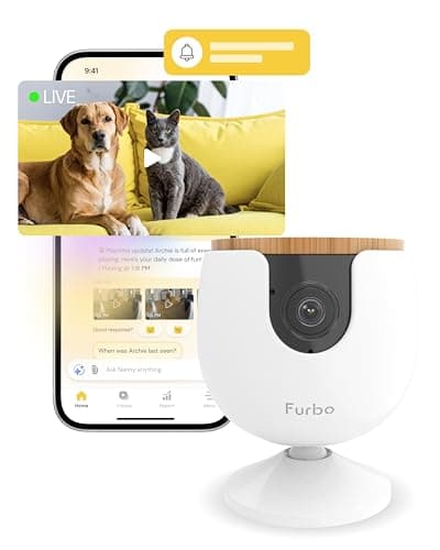 Furbo Caméra pour Chat 360° - Pack avec alertes de sécurité Maison [ABONNEMENT Premium]: Caméra HD Intelligente avec app — Caméra Mini - Abonnement Requis