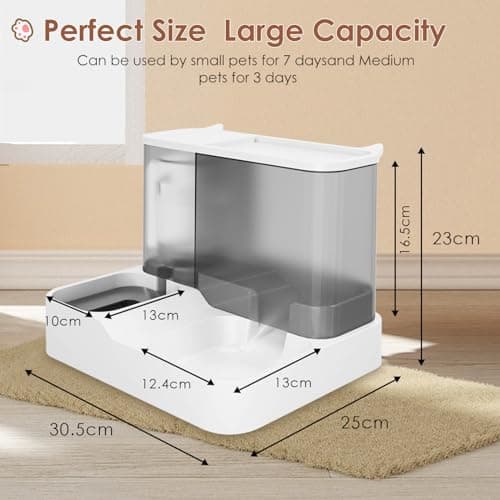 Distributeur Croquettes et Abreuvoir Automatique pour Chats et Chiens avec Fonction Timer - Gris