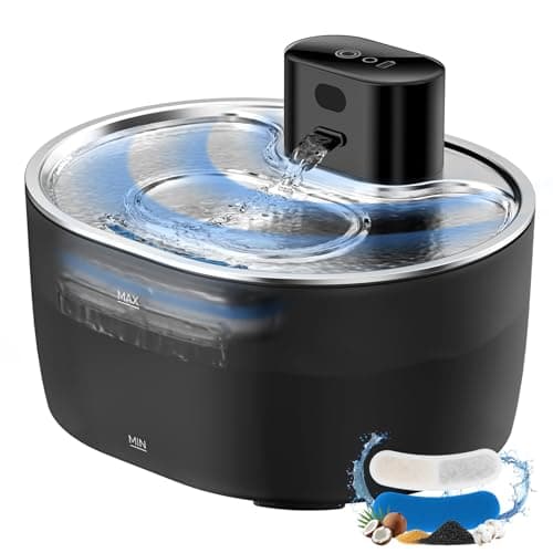 Fontaine à Eau Chat sans Fil, Batterie Rechargeable 5000mAh, Détecteur de Mouvement
