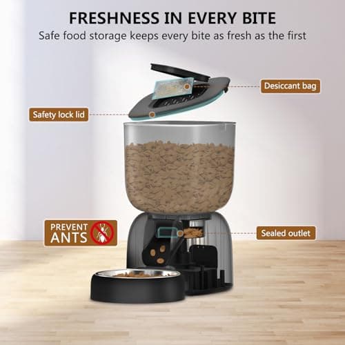 Distributeur de croquettes et fontaine à eau chat combo, batterie autonomie 180 j, enregistrement vocal 10s