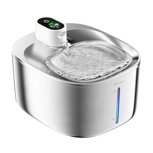 Fontaine à Eau pour Chat avec Capteur Automatique, 4 L en Acier Inoxydable, Ultra Silencieuse (Anti-Étouffement, Sans Fi — Blanc