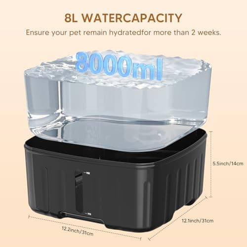 Fontaine d'eau sans fil pour chien | Avec détecteur de mouvement | Batterie 5000mAh | Pompe silencieuse | Filtre à charb