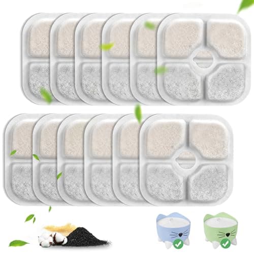 Filtres VinDox Rechangeable 12 Pièces Fontaine Eau Filtration 3 Couche Activé Carbone Pour Fontaine Eau Chat