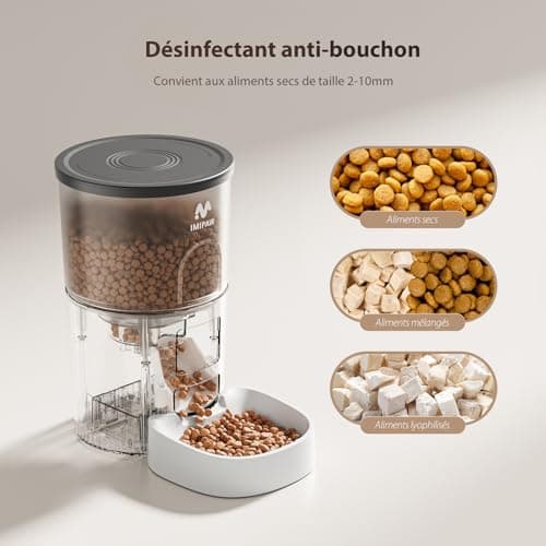 Distributeur Croquettes Chat Automatique IMIPAW 3L Programmable 1-6 Repas Jour