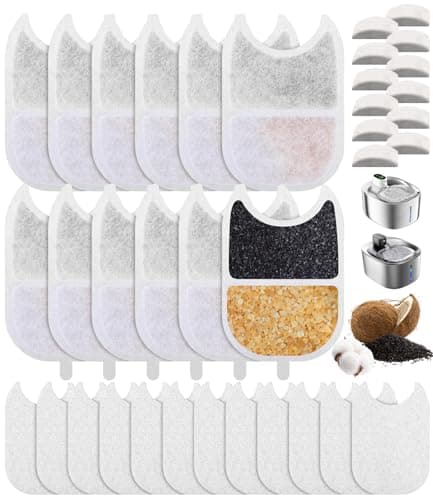 Filtre Fontaine Eau Chat 12 Pièces Charbon Actif Résine, pour Chats 4L Sans Filémoniteur