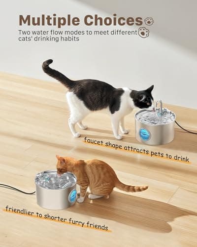 Fontaine à Eau Chat INOX + Filtration + Éponges - Pour Chats - Scène Alimentation - Eau Limpide - 2,2L Fontaine à Eau Au