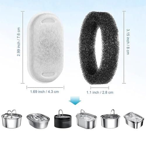 COYUN 16 Pcs Filtration Eau Fontaine Chat, Filtration Fontaine 8 Pièces Éponge Mousse 3 Couches Remplacement, Convient p