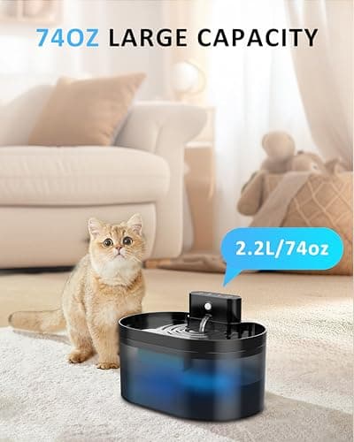 Fontaine à Eau sans Fil pour Chats - Distributeur Automatique Rechargeable d'Eau avec Détecteur de Mouvement - Fontaine