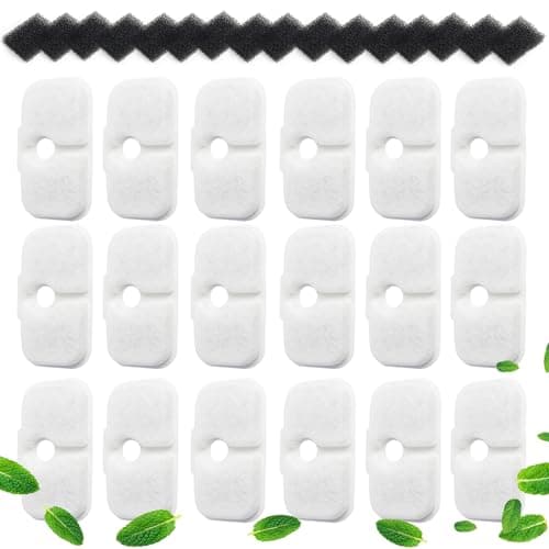 UBASTER Filtre de fontaine à eau pour chat avec 12 éponges, compatible avec PETLIBRO Dockstream PLWF005 / PLWF105 / PLWF — 16 Filtres et 16 Éponges