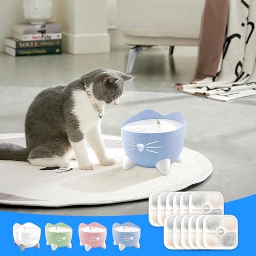 Filtres Fontaine Eau Chat | CHARBON ACTIF | Filtration Eau Chats Chiens | 12 PC |5L | Système 3 Couches