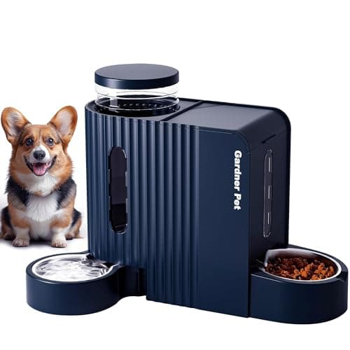 Gardner Pet Mangeoire Automatique sans Électricité pour Chat et Chien (3L) avec Bol en Acier Inoxydable(Global Recycled — Bleu