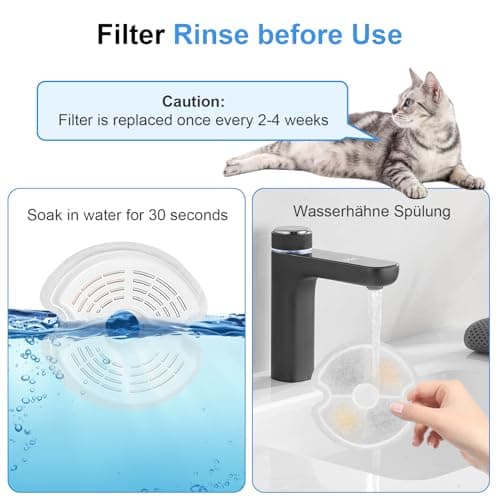 Filtres Triple Filtre pour Fontaine à Chat LED 2,5 L avec Charbon Actif et Résine, Lot de 16 pour Chats et Chiens