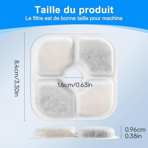 MyfatBoss 8 pièces 43721 Filtre Fontaine Eau Chat Triple Système, pour Chat, avec Résine Et Charbon Actif