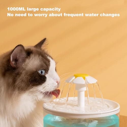 Fontaine à eau automatique pour chat - Distributeur de fleurons sans fil 958,2 g, fonctionne à piles | Ultra silencieuse