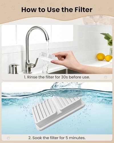 Pièces pour Fontaine à Eau pour Chat : 6 Filtres à Charbon Actif + 6 Filtres en Mousse - Pour Fontaine de 2,2L - Assure
