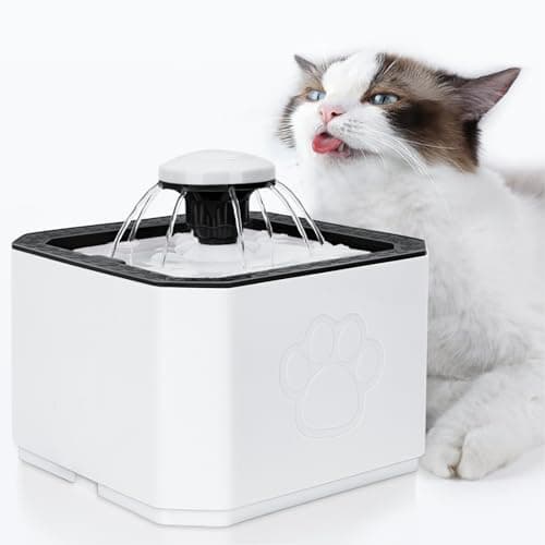 Fontaine pour Chats 2,5 L, Ultra Silencieuse, 3 Modes de Débit d'Eau avec Pompes à Eau et 3 Filtres à Charbon