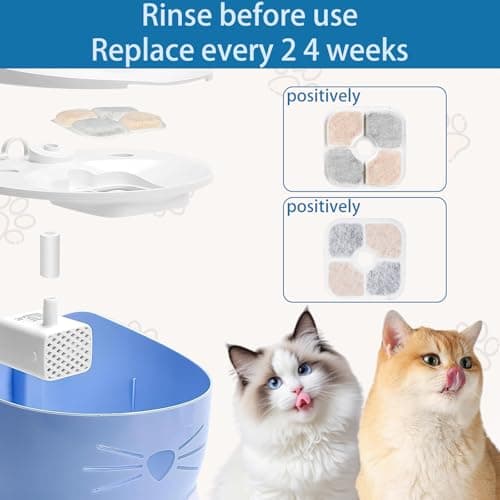 Filtre Fontaine Eau Chat Pixi Activé Carbone, Filtre Haute Efficacité pour Fontaine Eau Cat, 2 Tuyaux Inclus