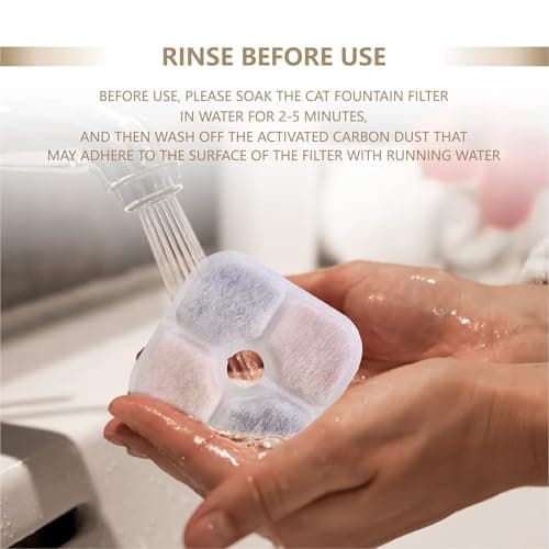 Filtre Fontaine Eau Chat 8 Pièces, Système de Triple Filtration Résine et Charbon Actif, 2,5L-3L, Modèle 43717/473722