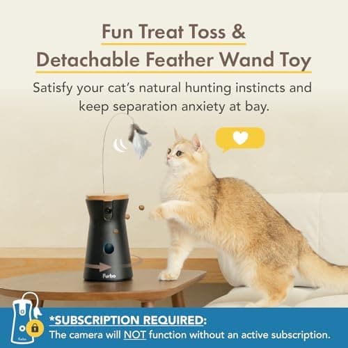 Furbo Caméra pour Chat 360° - Pack avec alertes de sécurité Maison [ABONNEMENT Premium]: Caméra HD Intelligente avec app