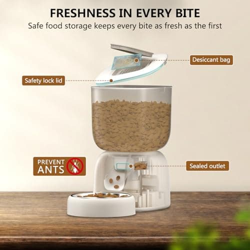Distributeur de croquettes automatique chat PUPPY KITTY, autonomie batterie 180J, programme alimentation personnalisé, e