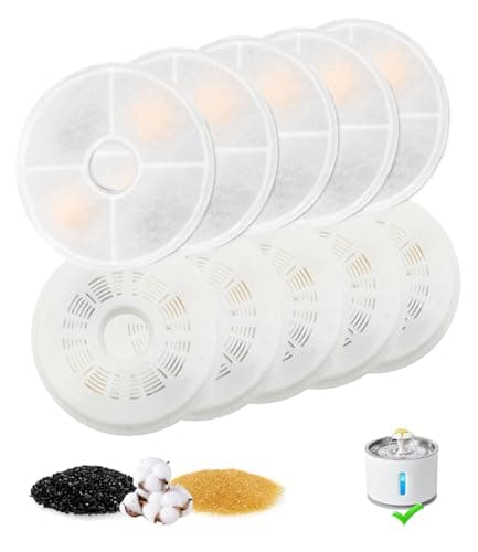 Haoruifu Pack de 10 Filtres Fontaine Eau Chat Chien, Filtre de Fontaine Triple Action, Résine et Charbon Actif pour Chat