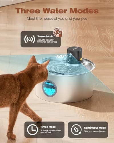 Fontaine à eau automatique chat inoxydable.detecteur mouvement 3,2L silencieuse